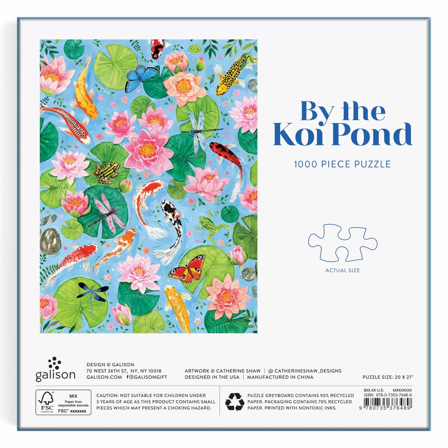 1000 Piece Puzzles*Galison By The Koi Pond 1000 Piece Puzzle In Square Box
