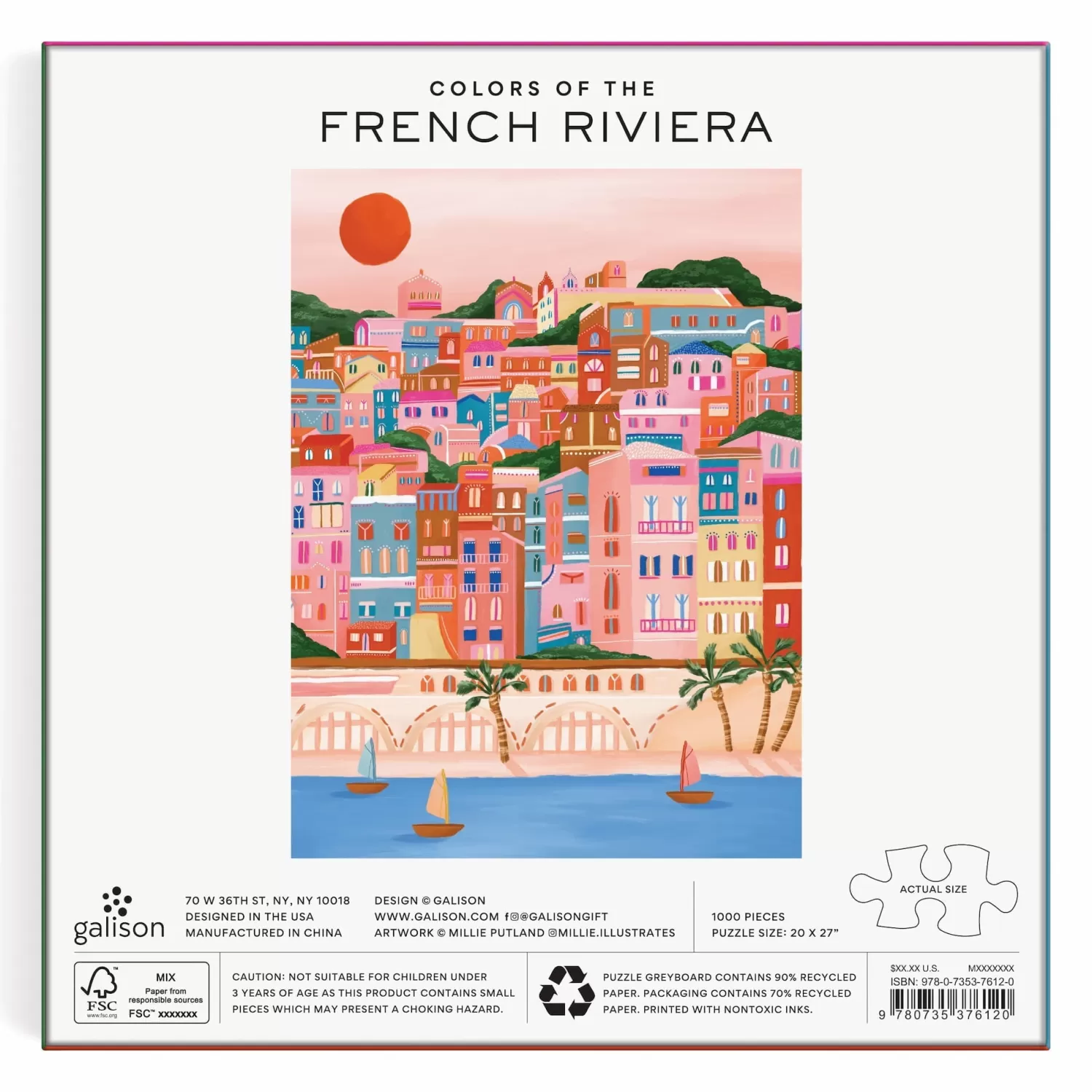 1000 Piece Puzzles*Galison Colors Of The French Riviera 1000 Piece Puzzle In Square Box
