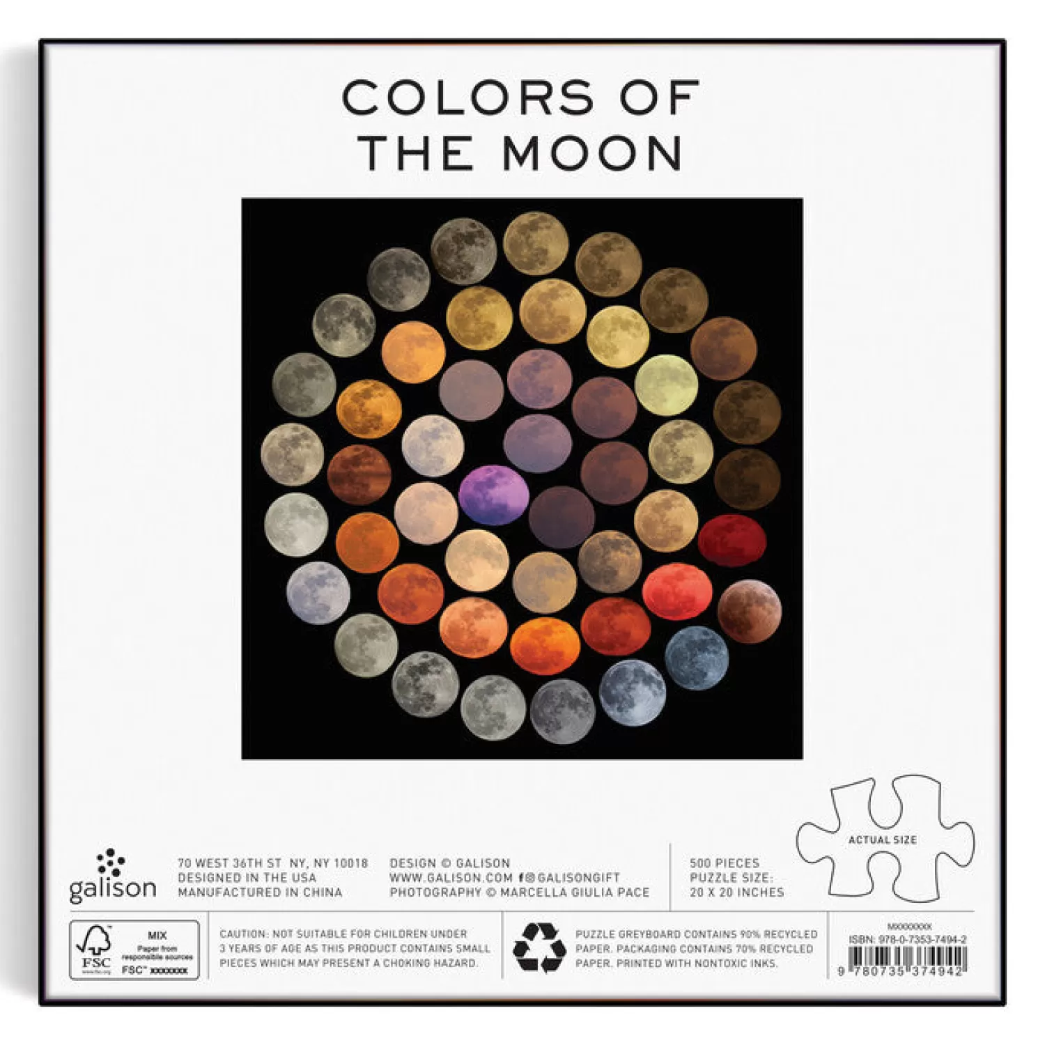 500 Piece Puzzles*Galison Colors Of The Moon 500 Piece Puzzle