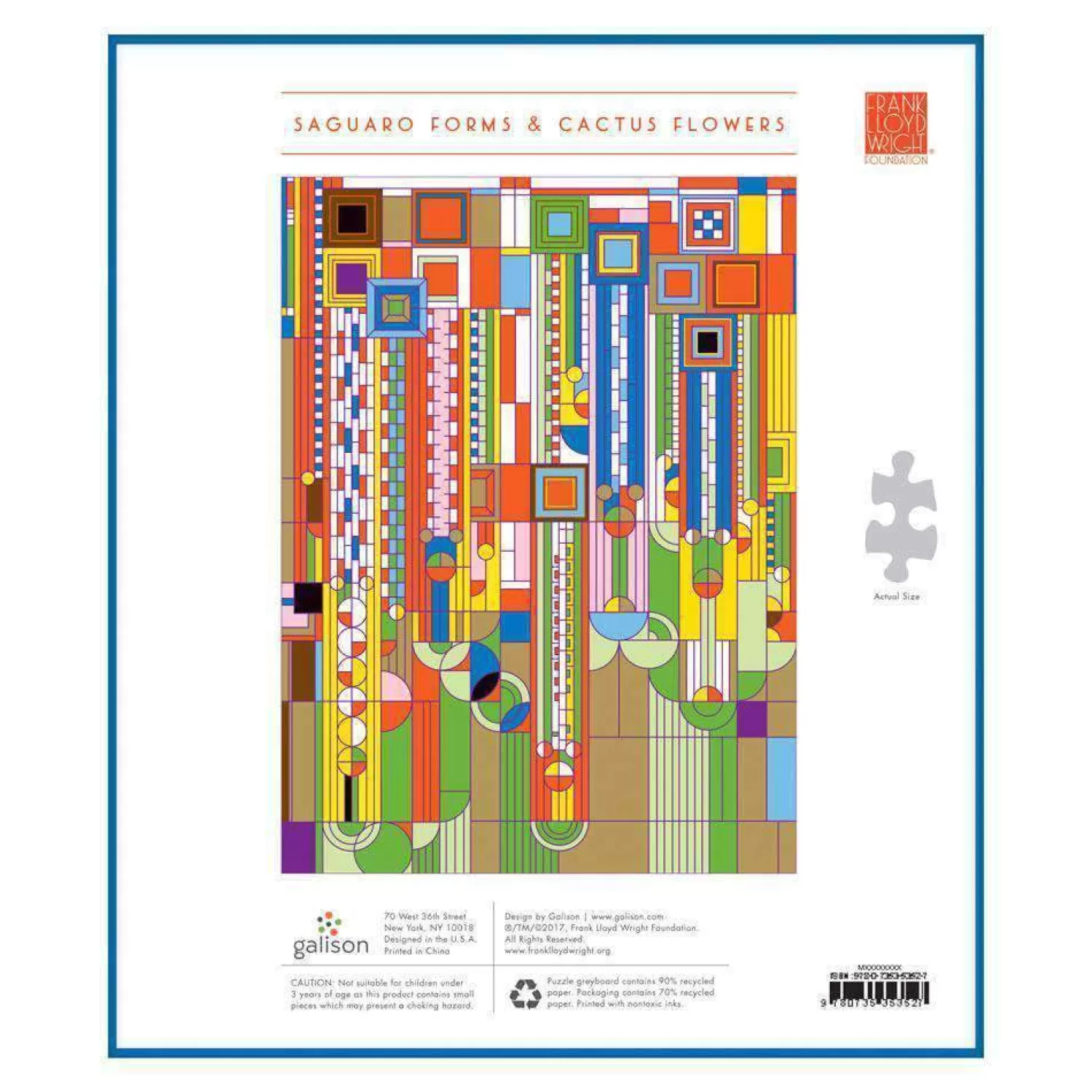 1000 Piece Puzzles*Galison Frank Lloyd Wright Saguaro Cactus And Forms Foil Stamped 1000 Piece Jigsaw Puzzle