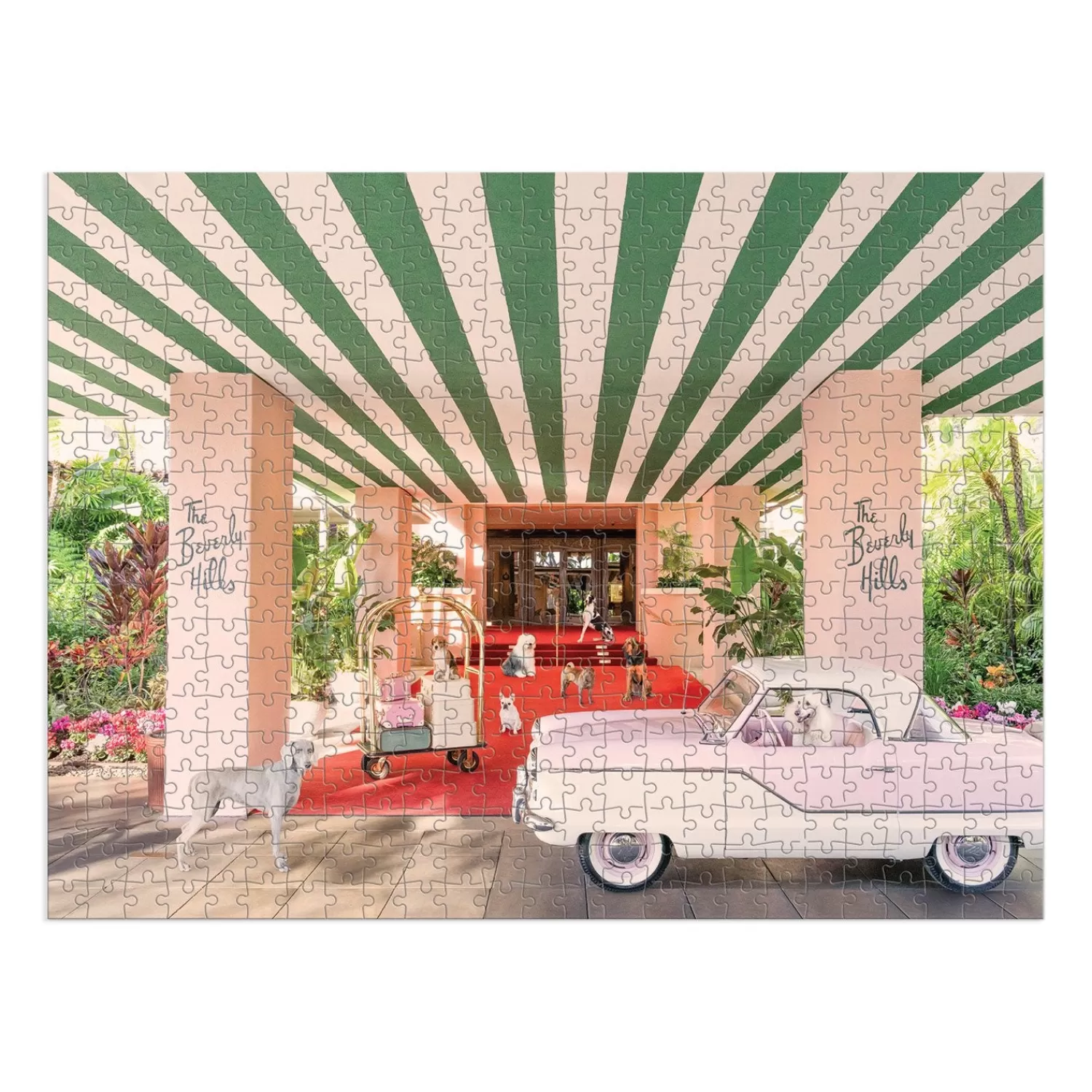 500 Piece Puzzles*Galison Gray Malin The Dogs At The Beverly Hills Hotel 500 Piece Double-Sided Puzzle