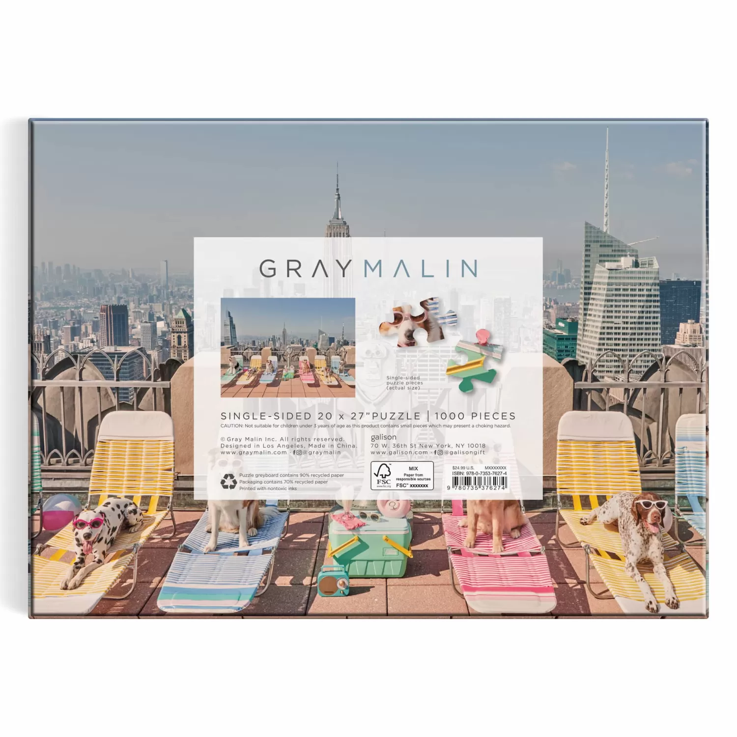 1000 Piece Puzzles*Galison Gray Malin The Dogs Of New York City 1000 Piece Puzzle