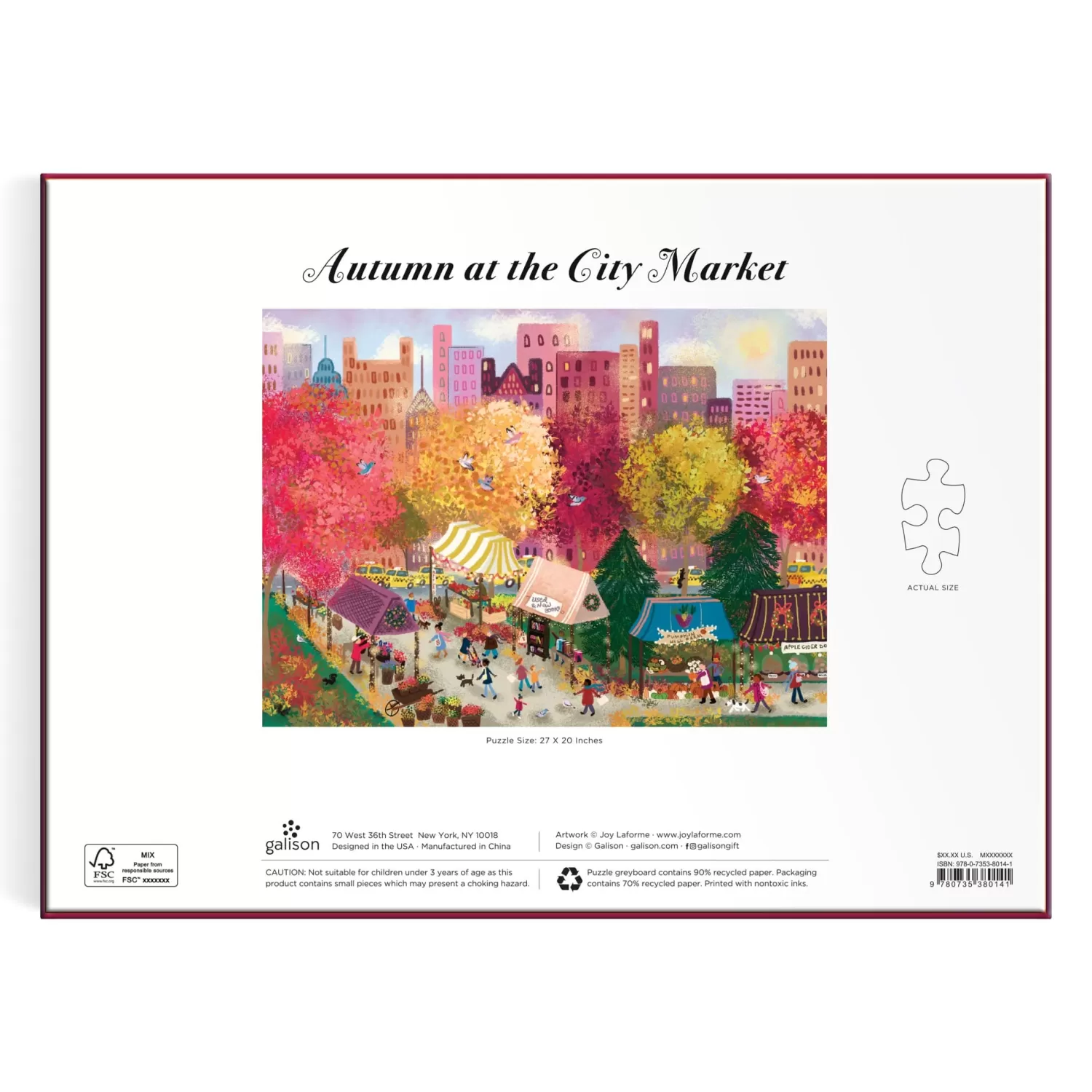 1000 Piece Puzzles*Galison Joy Laforme Autumn At The City Market 1000 Piece Puzzle