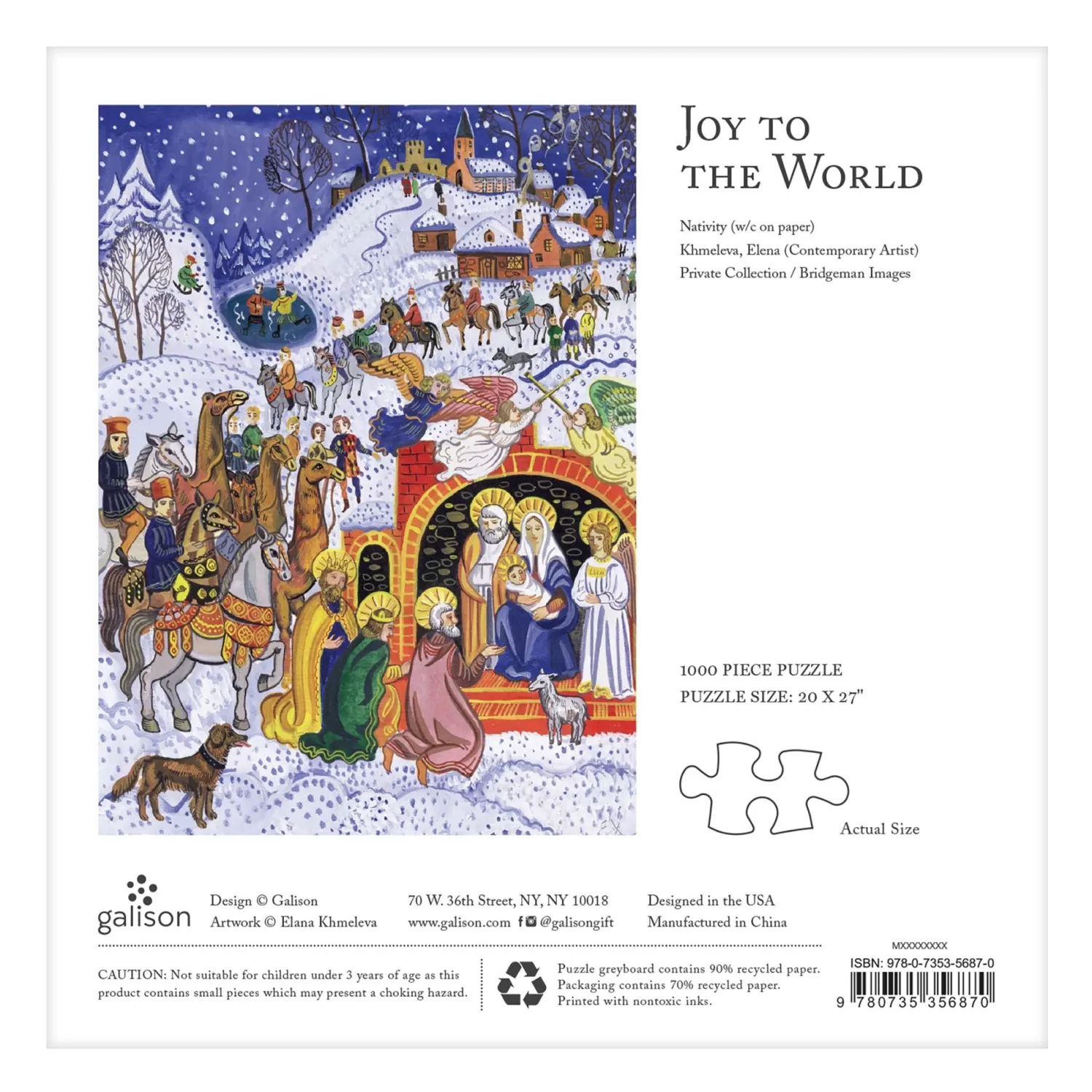 1000 Piece Puzzles*Galison Joy To The World Square Boxed 1000 Piece Jigsaw Puzzle