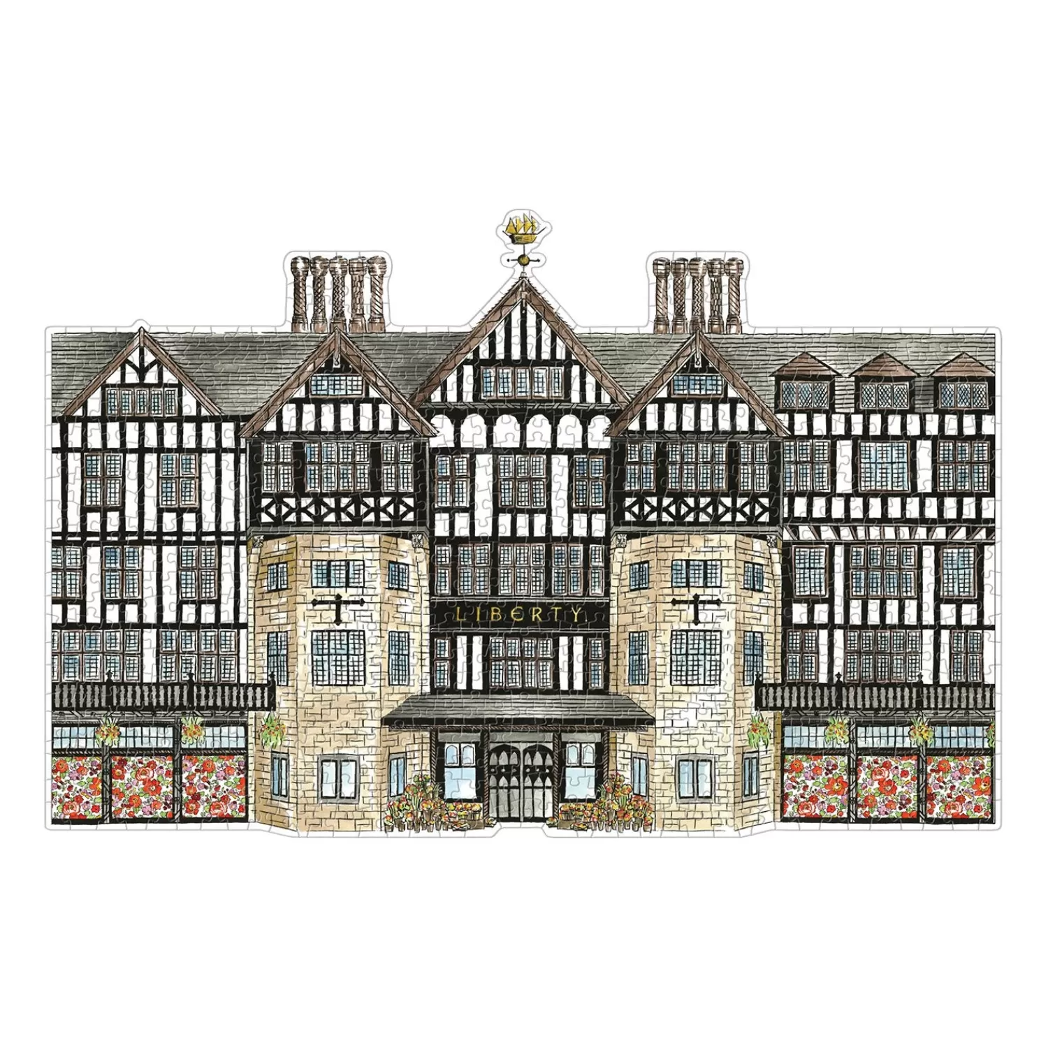 750 Piece Puzzles*Galison Liberty London Tudor Building 750 Piece Shaped Jigsaw Puzzle