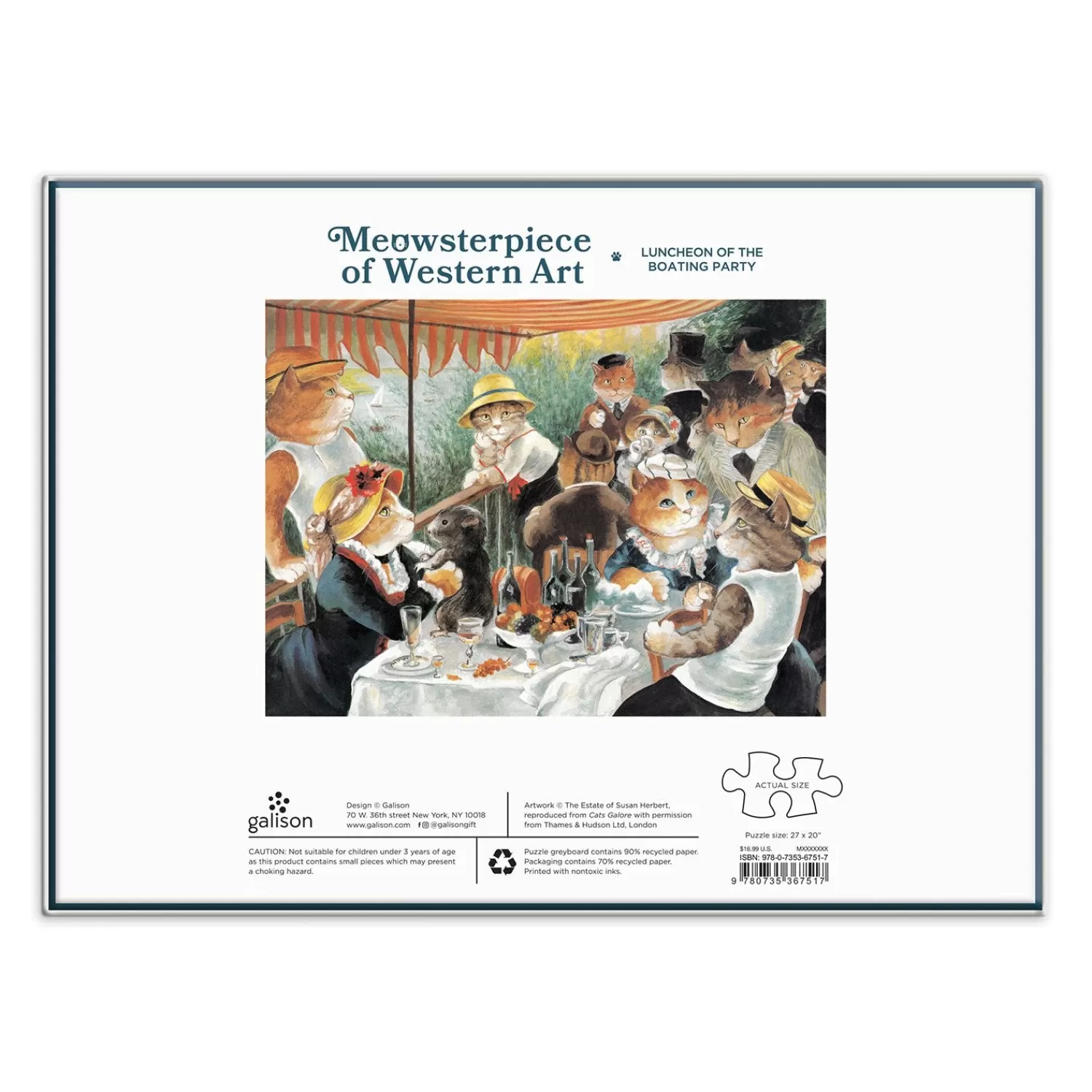 1000 Piece Puzzles*Galison Luncheon Of The Boating Party Meowsterpiece Of Western Art 1000 Piece Jigsaw Puzzle