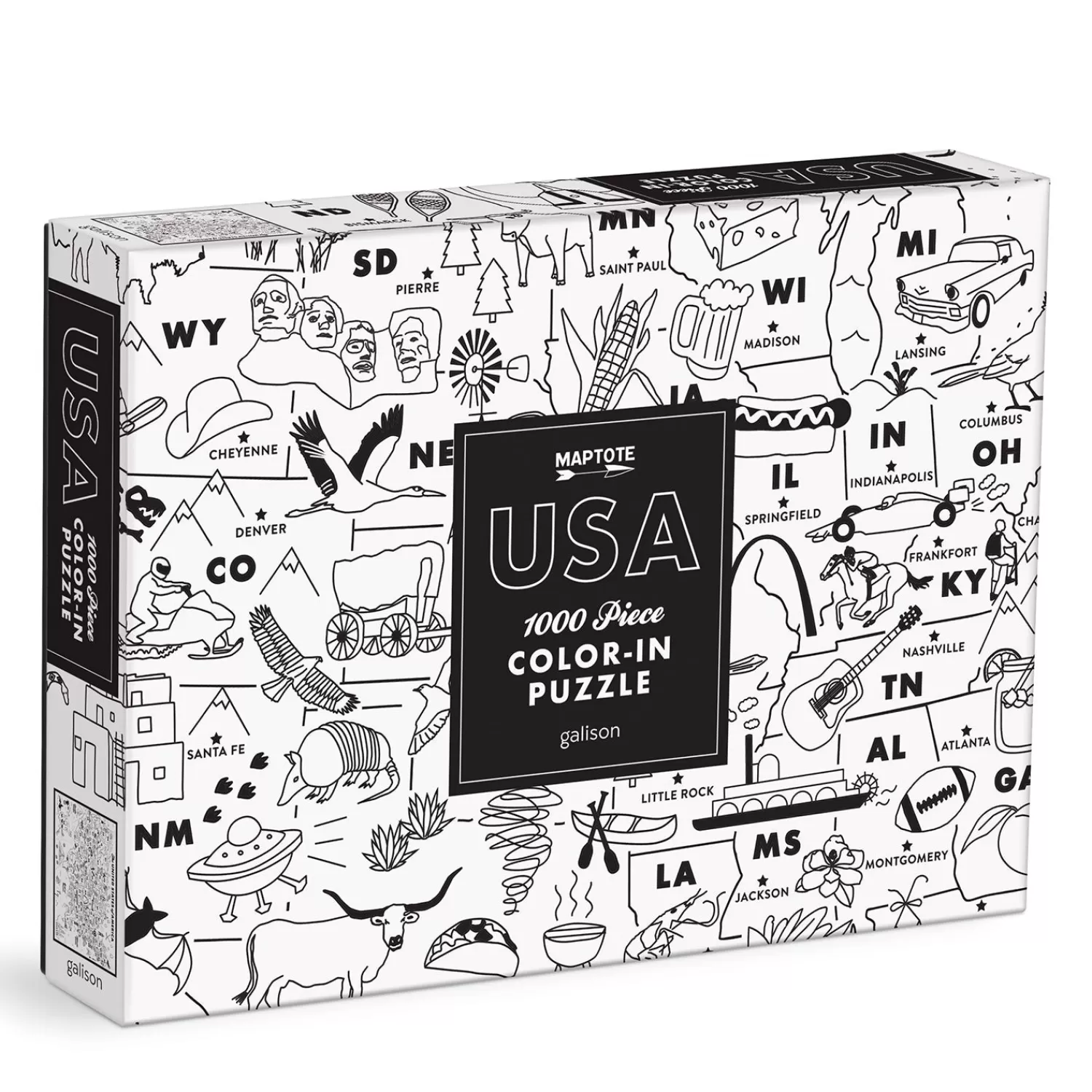 1000 Piece Puzzles*Galison Maptote Usa Color-In 1000 Piece Puzzle
