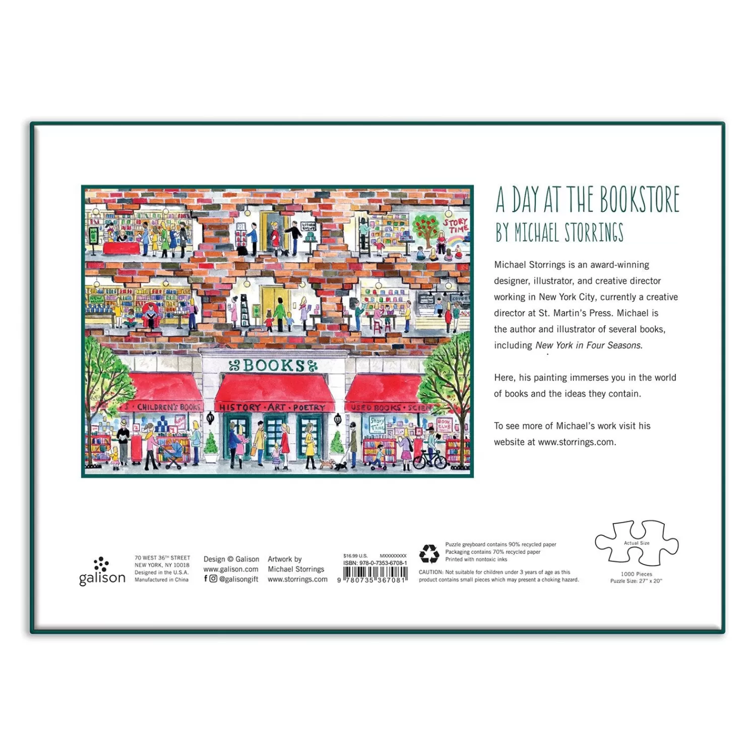 1000 Piece Puzzles*Galison Michael Storrings A Day At The Bookstore 1000 Piece Jigsaw Puzzle