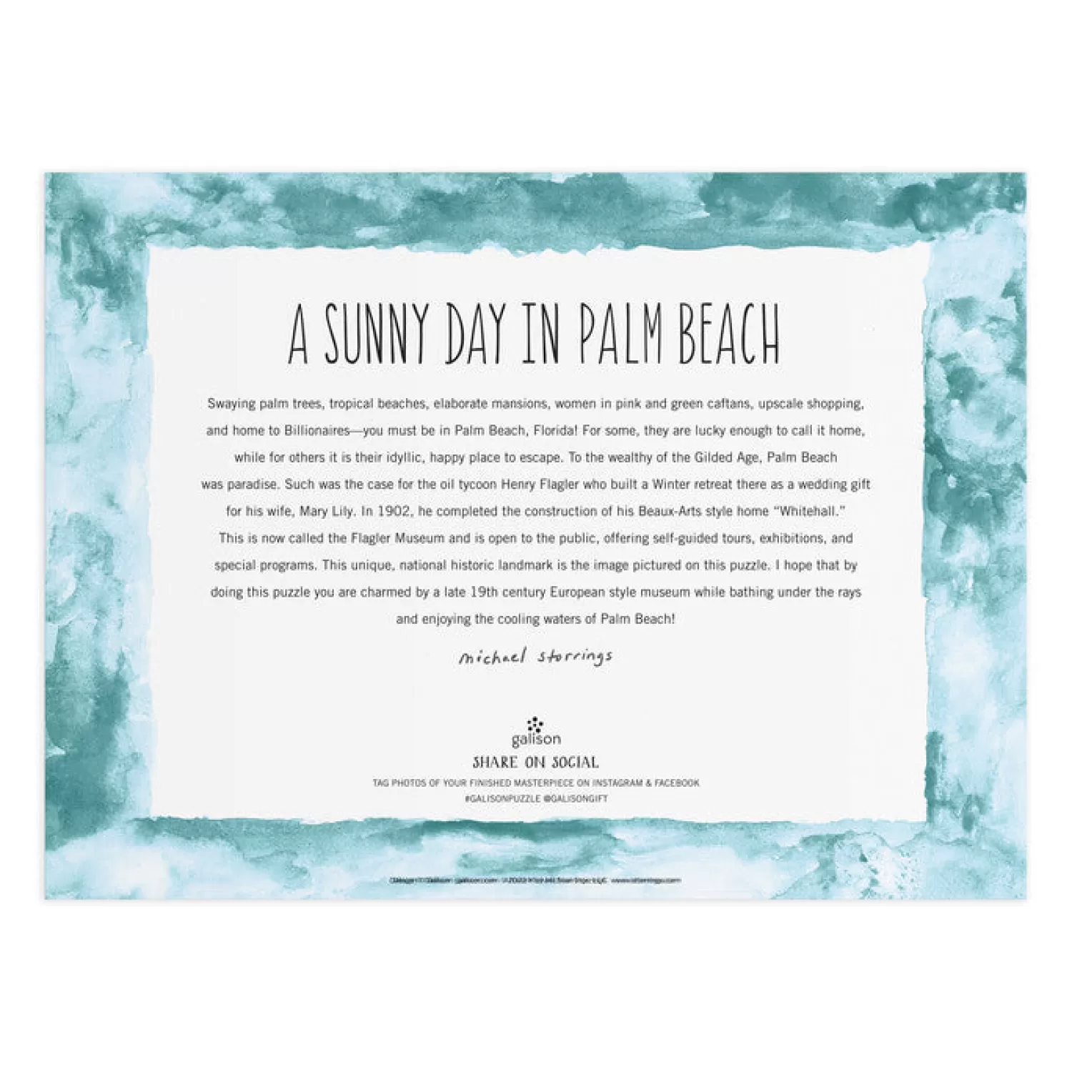 1000 Piece Puzzles*Galison Michael Storrings A Sunny Day In Palm Beach 1000 Piece Puzzle