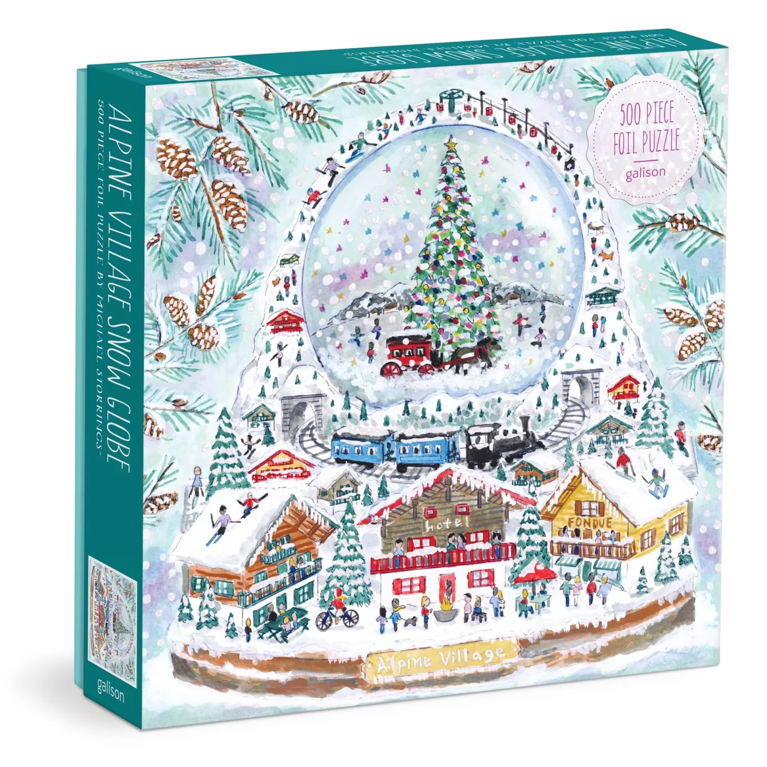 500 Piece Puzzles*Galison Michael Storrings Alpine Village Snowglobe 500 Piece Foil Puzzle