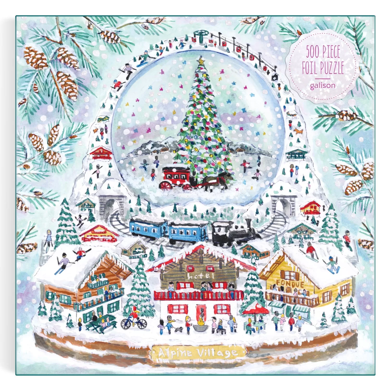 500 Piece Puzzles*Galison Michael Storrings Alpine Village Snowglobe 500 Piece Foil Puzzle