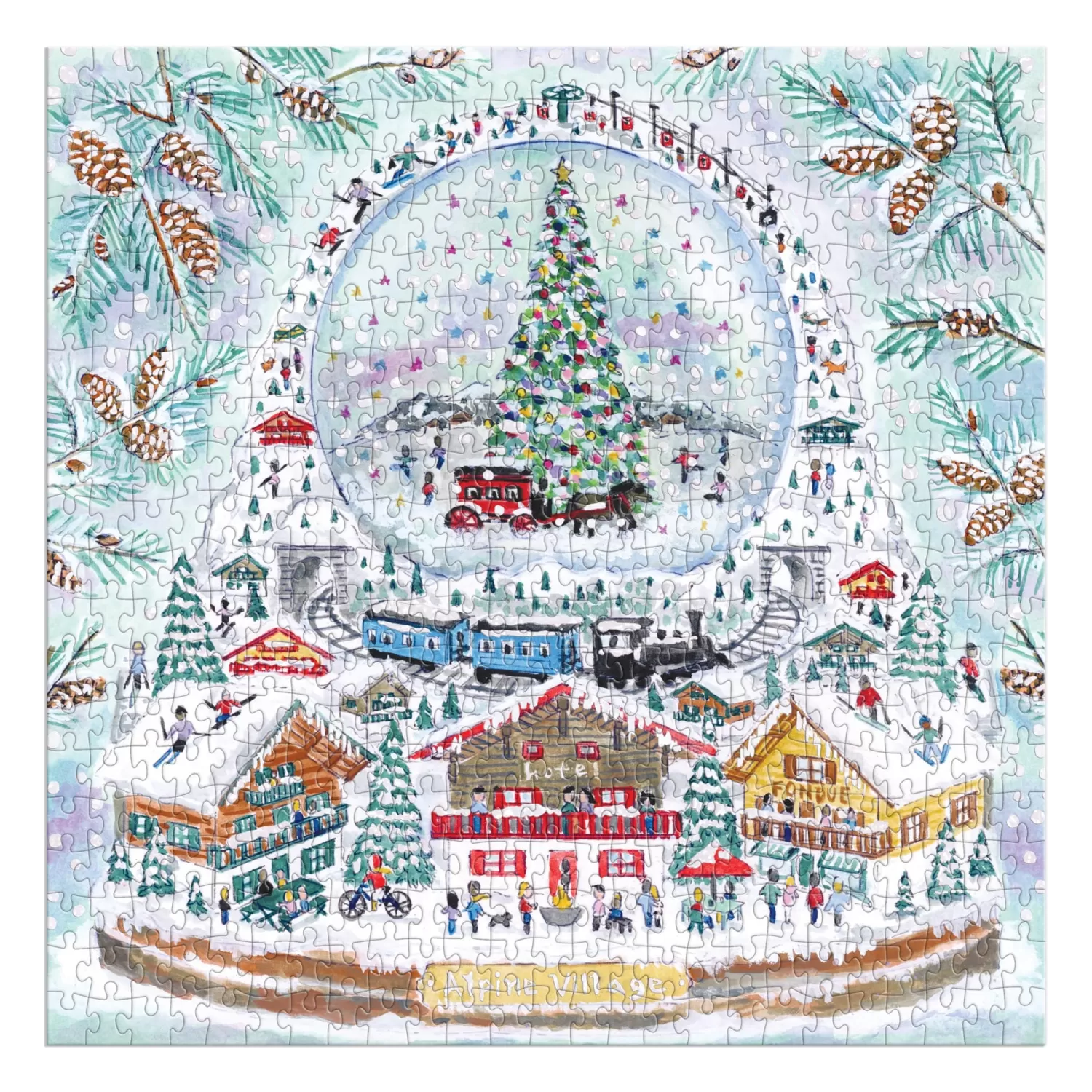 500 Piece Puzzles*Galison Michael Storrings Alpine Village Snowglobe 500 Piece Foil Puzzle