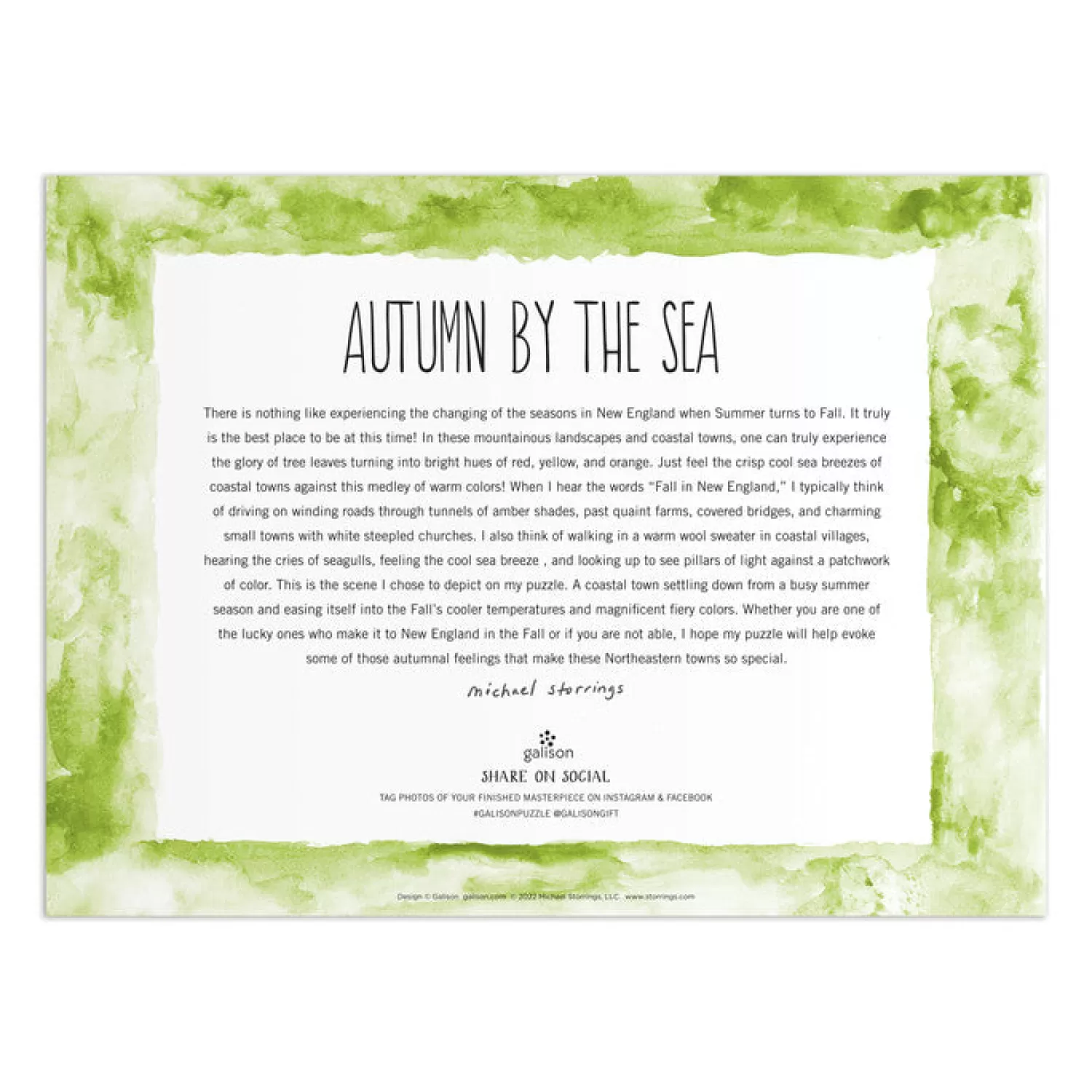 1000 Piece Puzzles*Galison Michael Storrings Autumn By The Sea 1000 Piece Puzzle