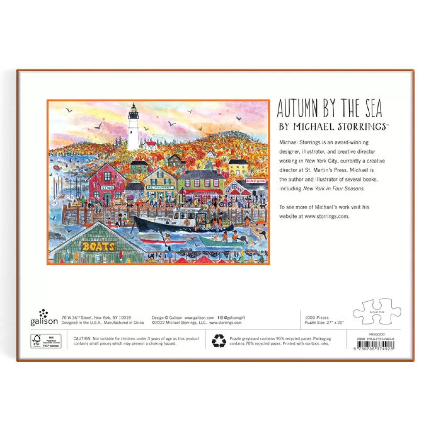 1000 Piece Puzzles*Galison Michael Storrings Autumn By The Sea 1000 Piece Puzzle
