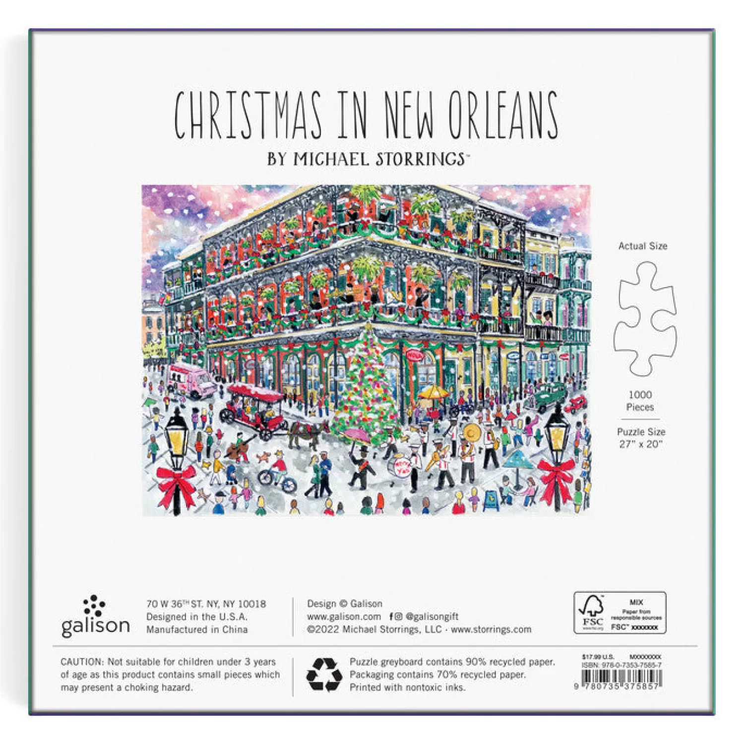1000 Piece Puzzles*Galison Michael Storrings Christmas In New Orleans 1000 Piece Puzzle