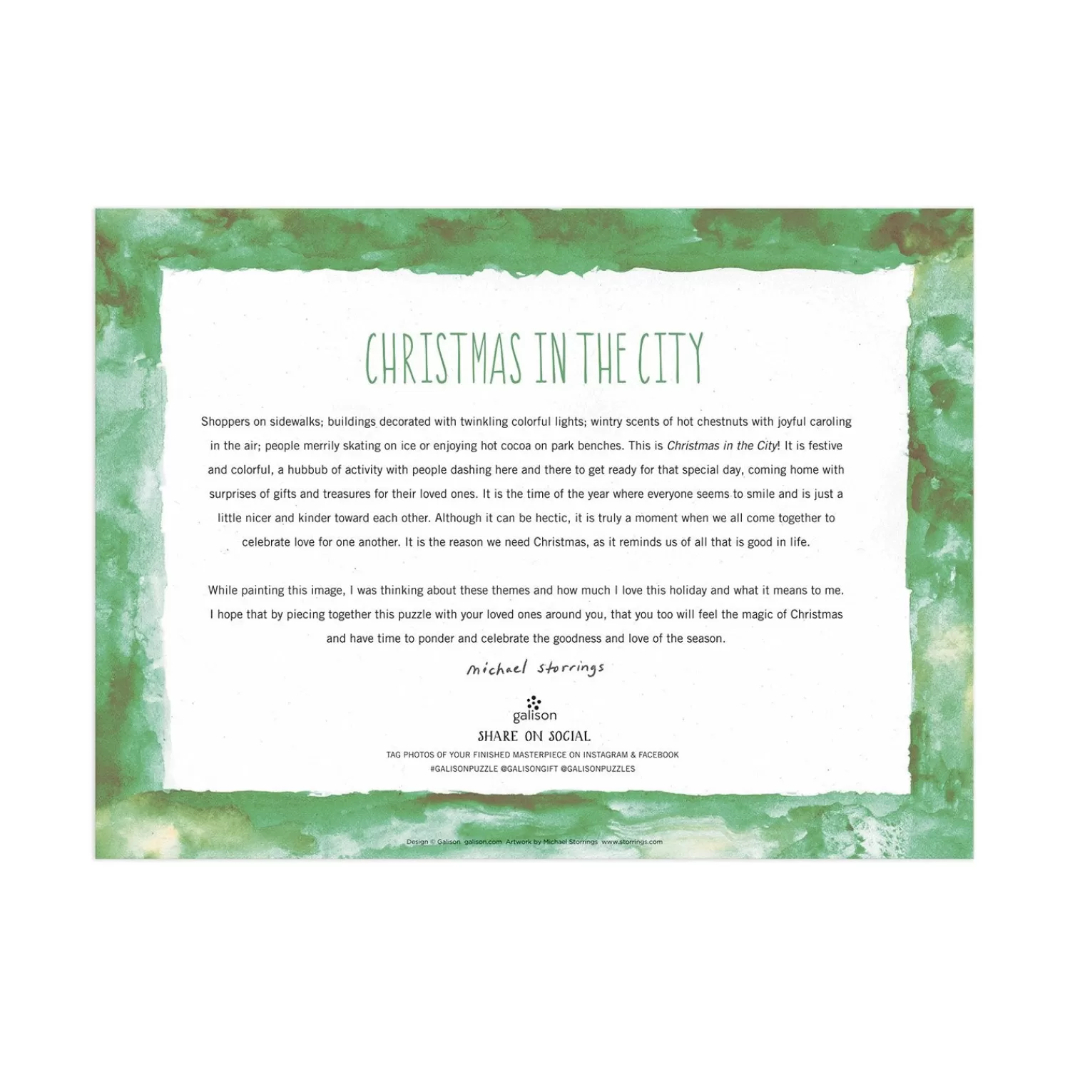 1000 Piece Puzzles*Galison Michael Storrings Christmas In The City 1000 Piece Puzzle