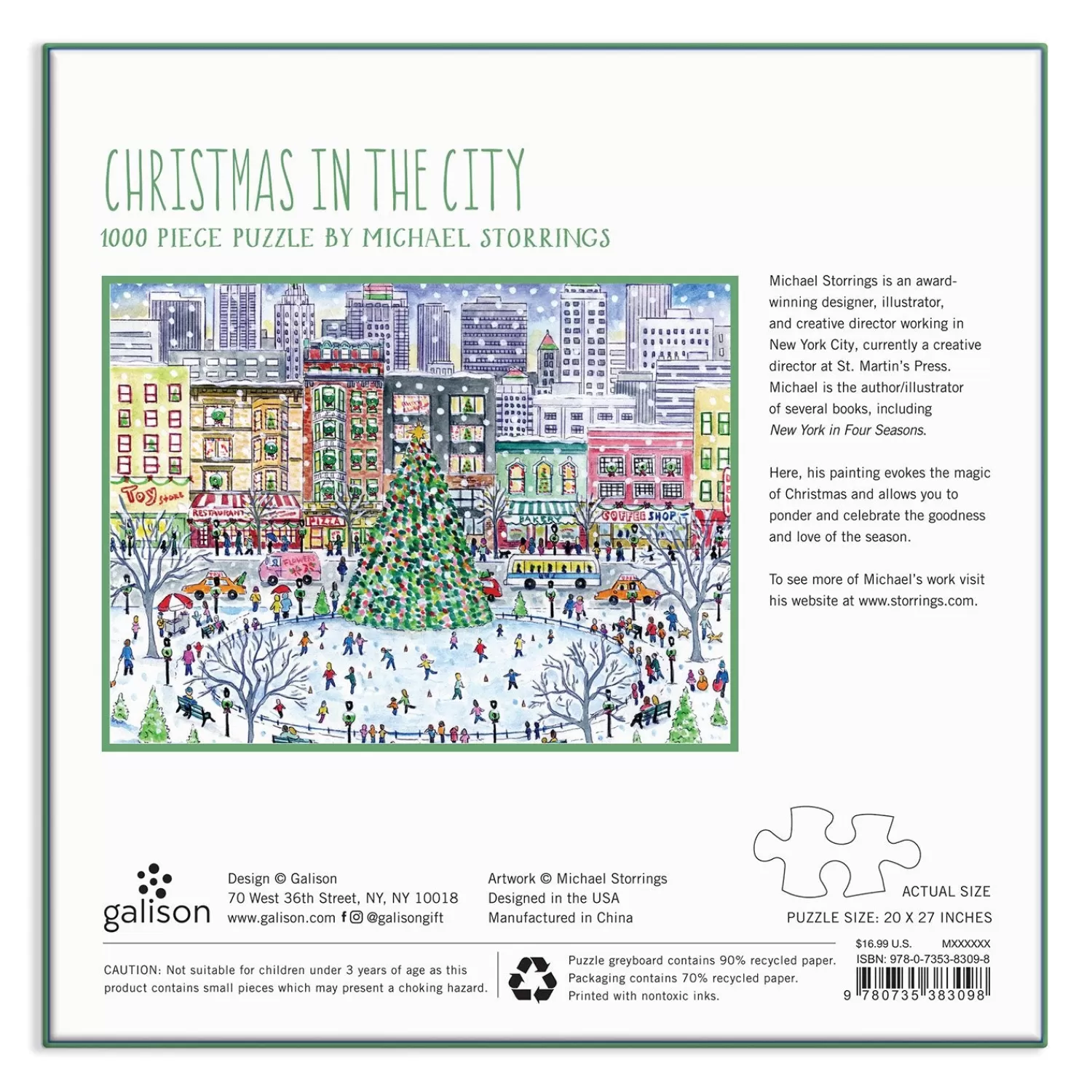 1000 Piece Puzzles*Galison Michael Storrings Christmas In The City 1000 Piece Puzzle