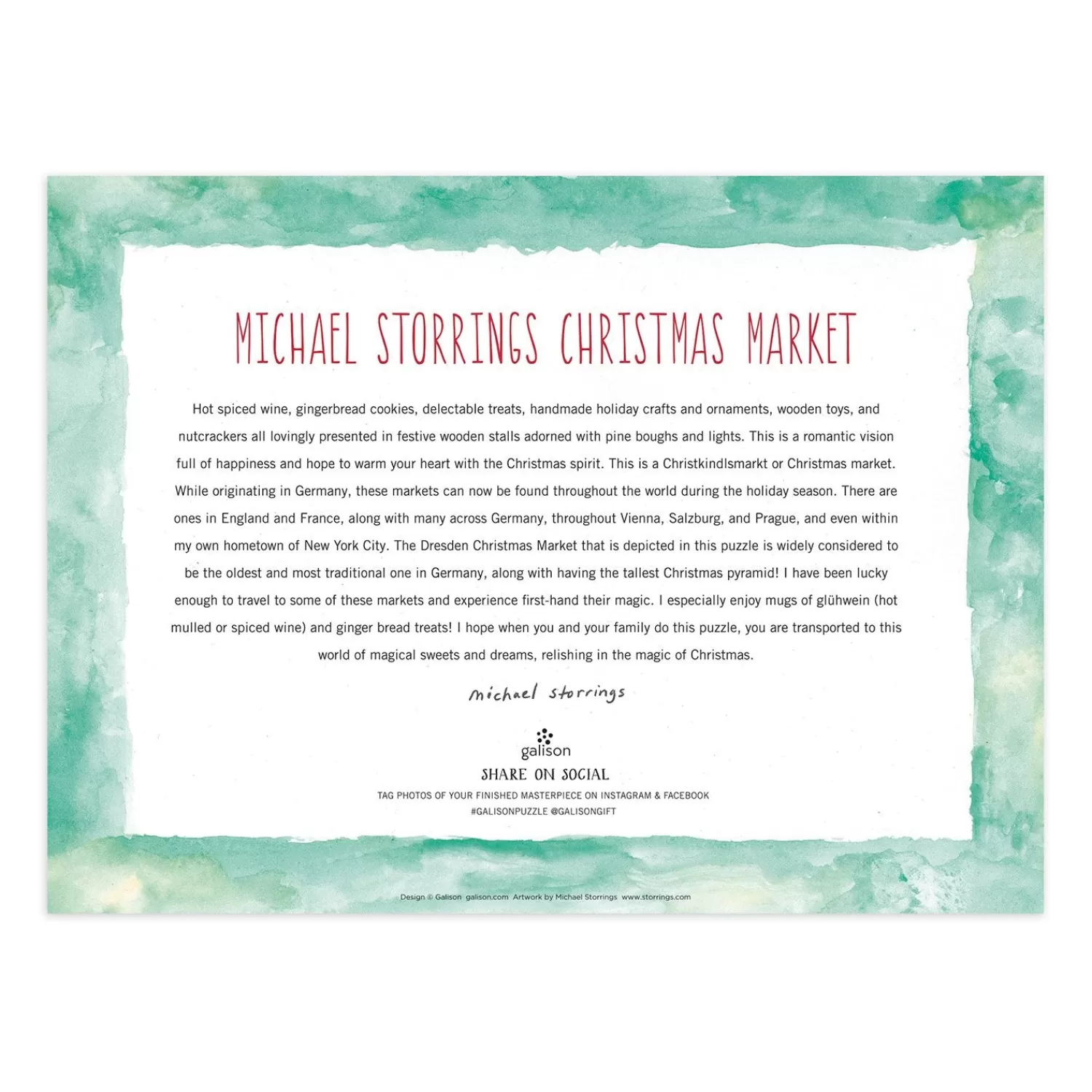 1000 Piece Puzzles*Galison Michael Storrings Christmas Market 1000 Piece Puzzle