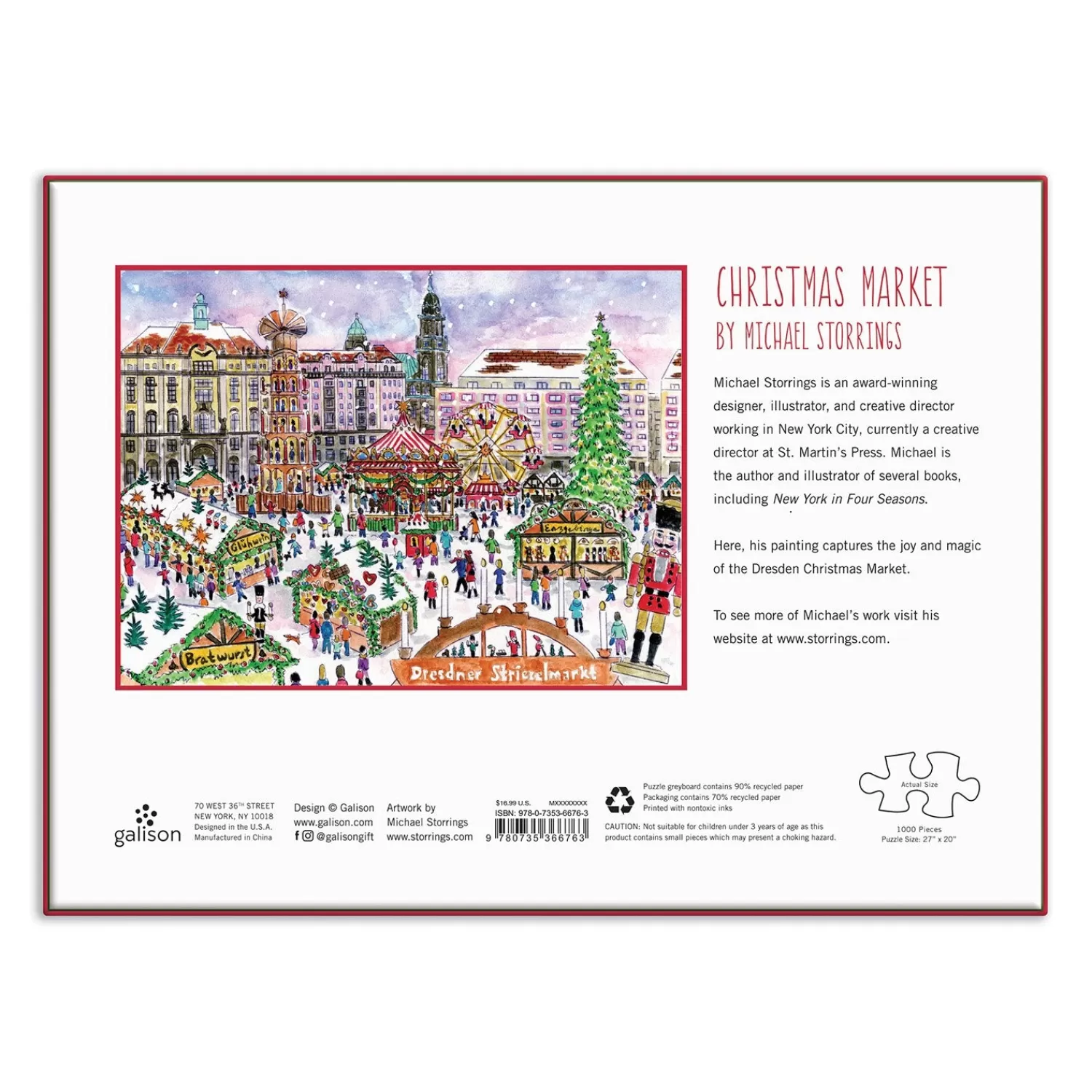 1000 Piece Puzzles*Galison Michael Storrings Christmas Market 1000 Piece Puzzle