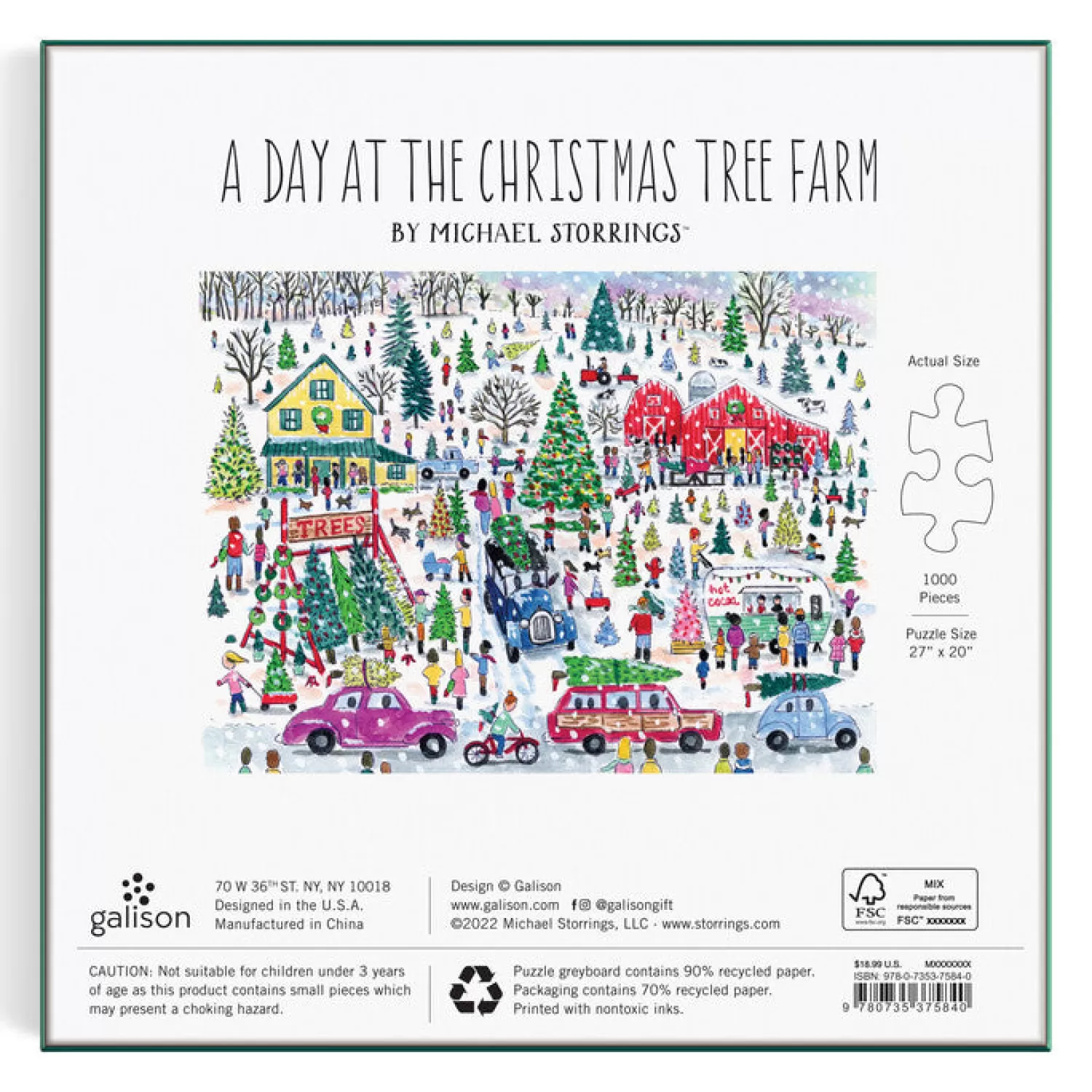 1000 Piece Puzzles*Galison Michael Storrings Christmas Tree Farm 1000 Piece Foil Puzzle