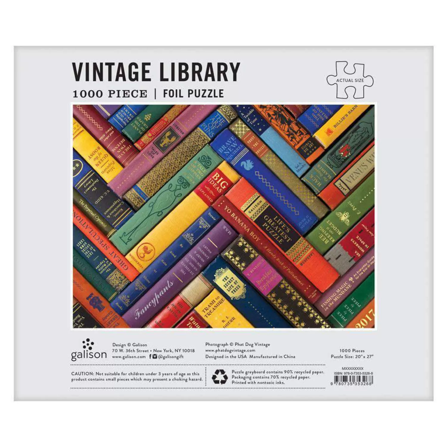 1000 Piece Puzzles*Galison Phat Dog Vintage Library 1000 Piece Foil Stamped Jigsaw Puzzle