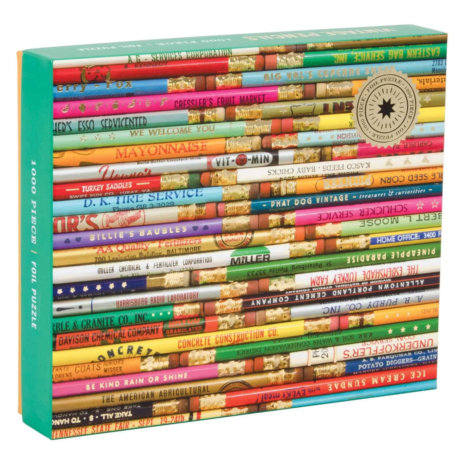 1000 Piece Puzzles*Galison Phat Dog Vintage Pencils 1000 Piece Foil Stamped Jigsaw Puzzle