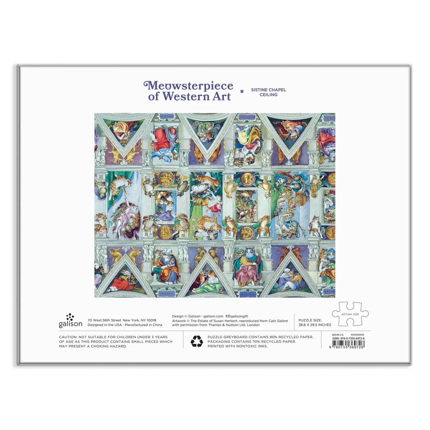 2000 Piece Puzzles*Galison Sistine Chapel Ceiling Meowsterpiece Of Western Art 2000 Piece Jigsaw Puzzle