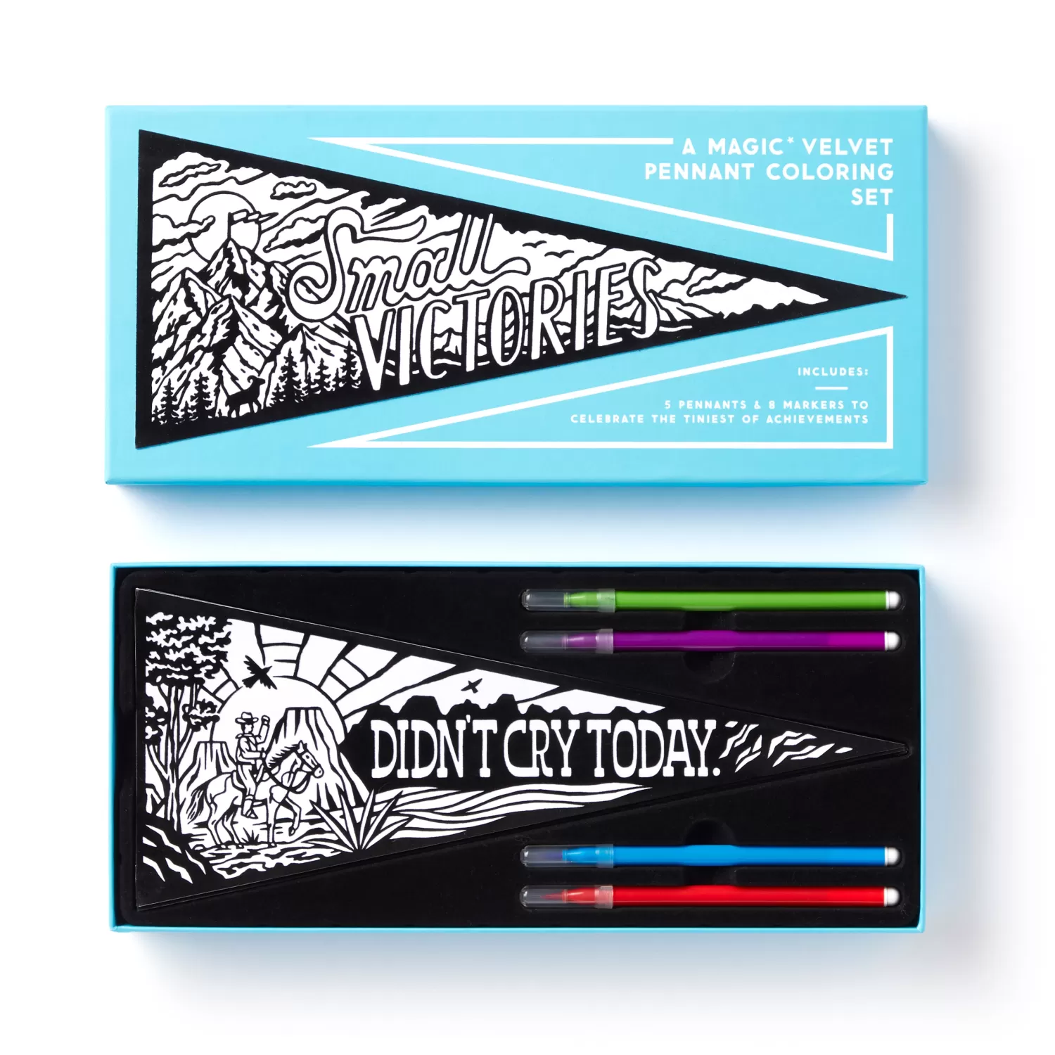 Pens & Pencils*Galison Small Victories Magic Velvet Pennant Coloring Set
