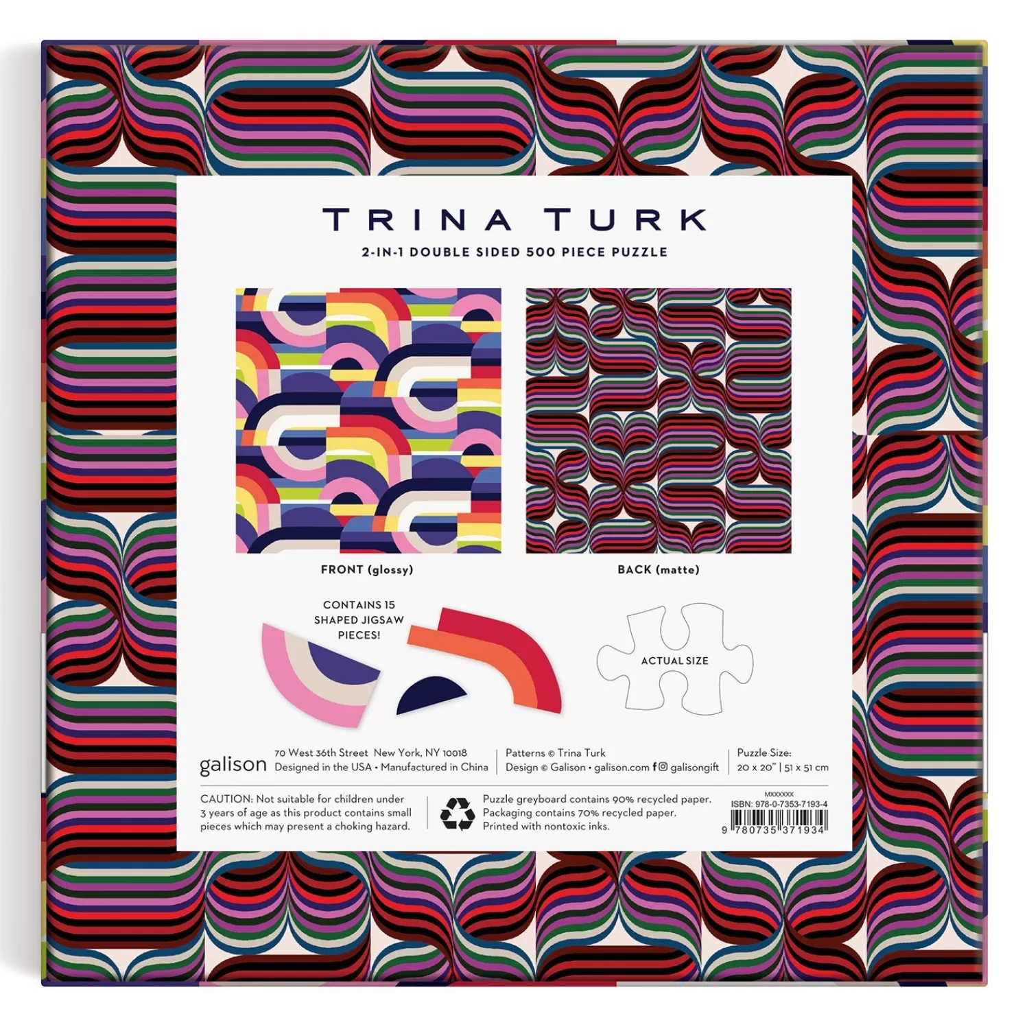 500 Piece Puzzles*Galison Trina Turk 500 Piece Double Sided Puzzle With Shaped Pieces