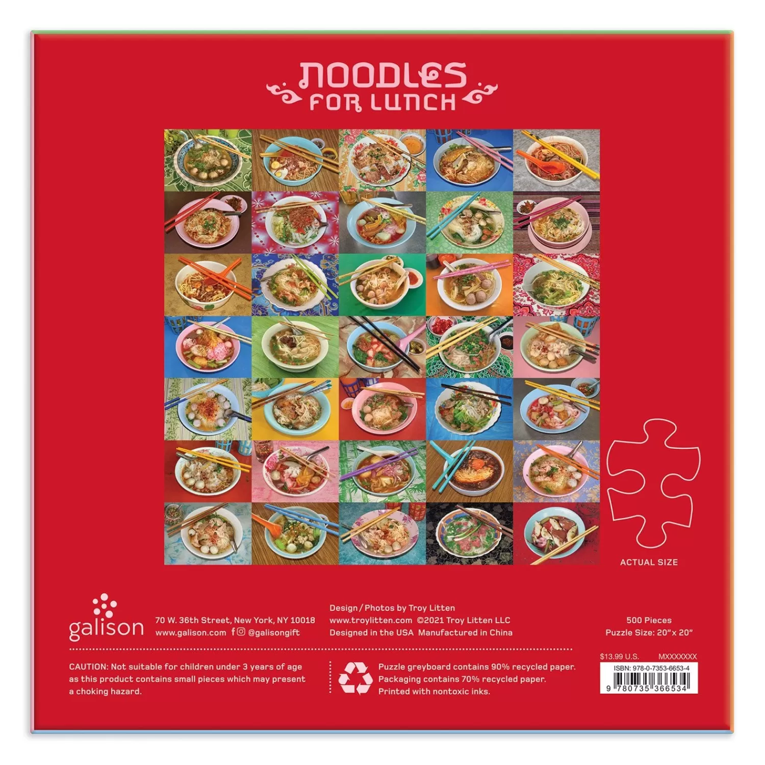 500 Piece Puzzles*Galison Troy Litten Noodles For Lunch 500 Piece Jigsaw Puzzle