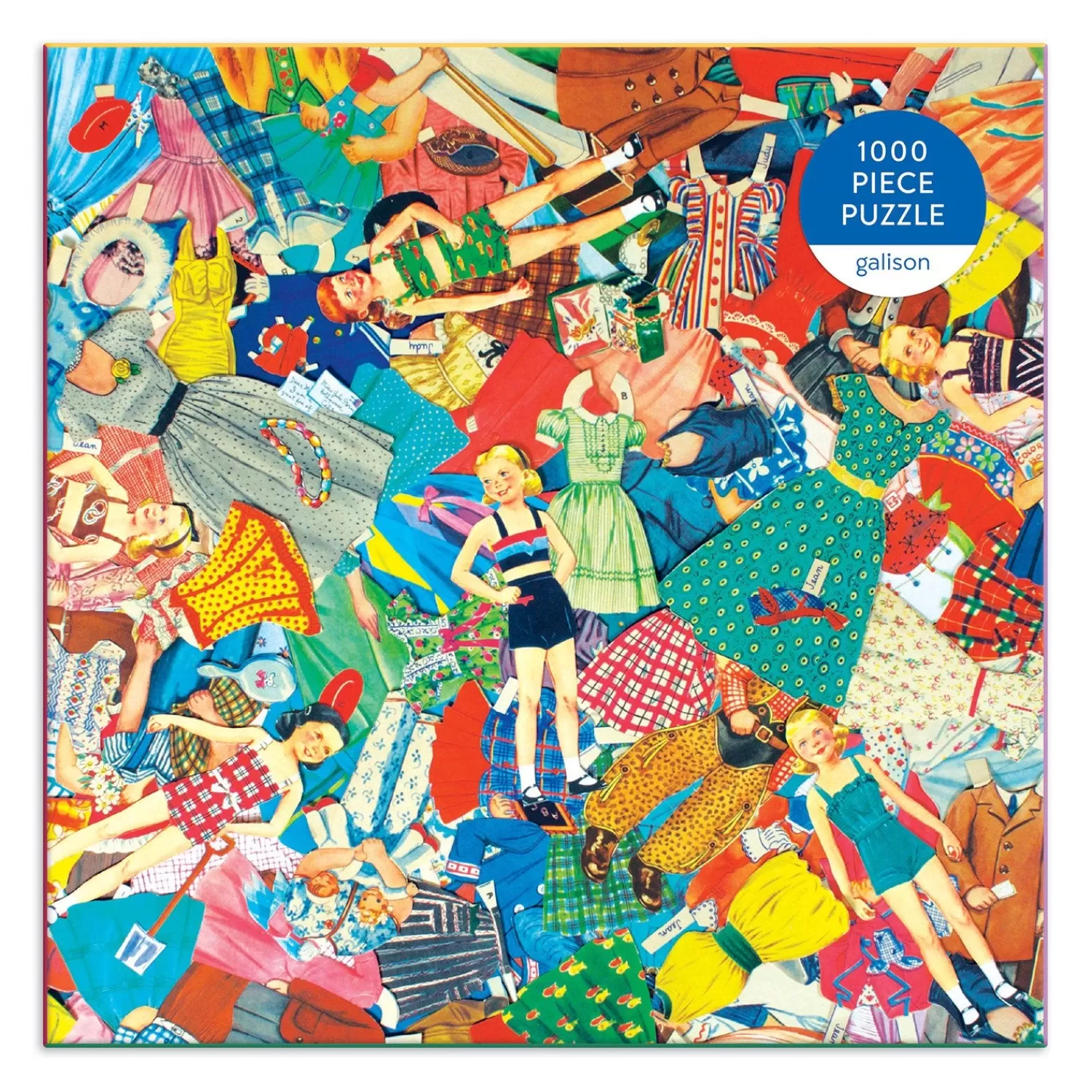 1000 Piece Puzzles*Galison Vintage Paper Dolls 1000 Piece Jigsaw Puzzle In Square Box